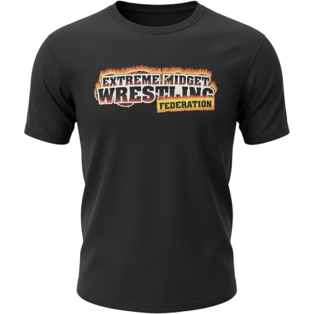 Gildan Extreme Midget Wrestling Federation EMWF Graphic T-Shirt Black Large